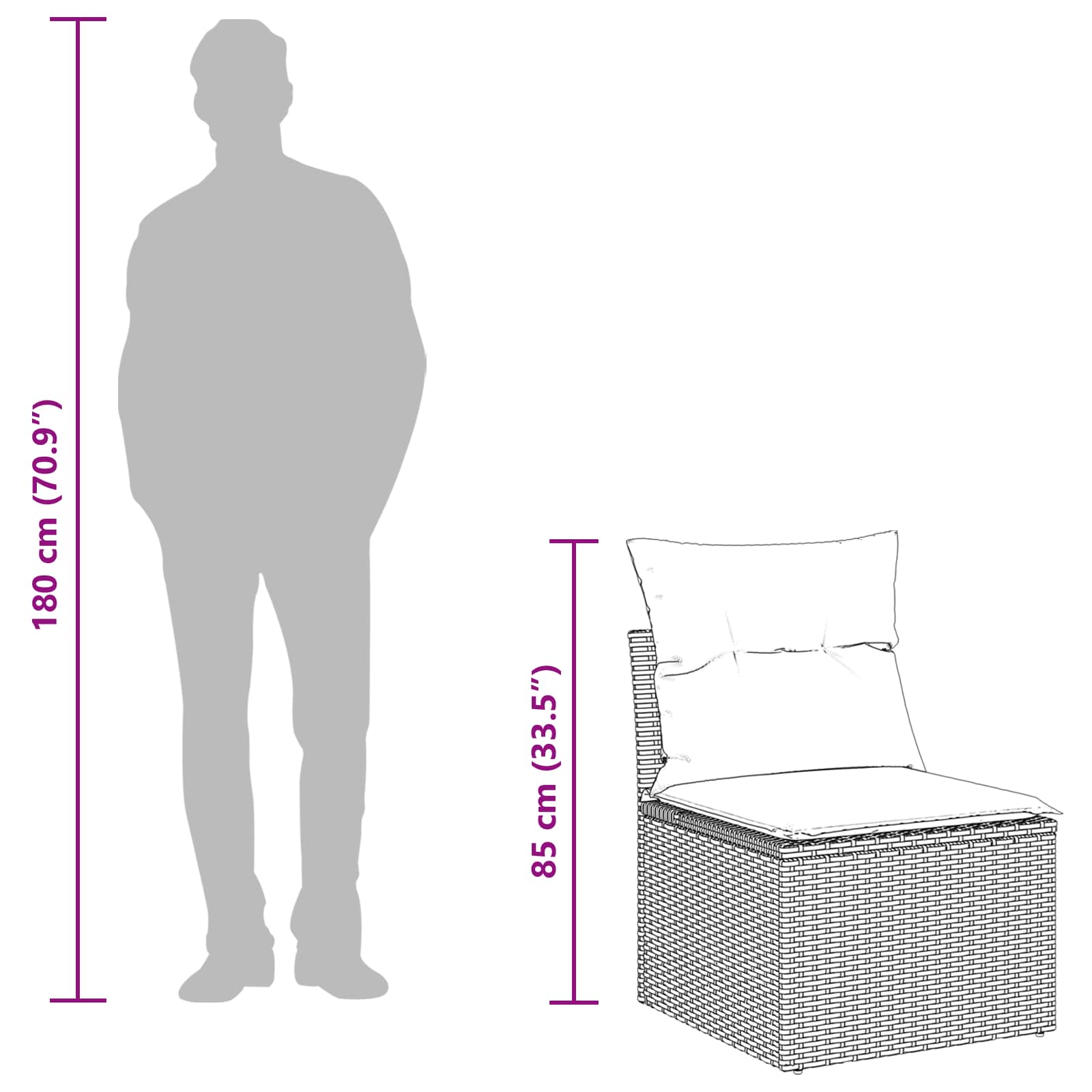 vidaXL Gartensofa-set mit Kissen Schwarz Poly-Rattan