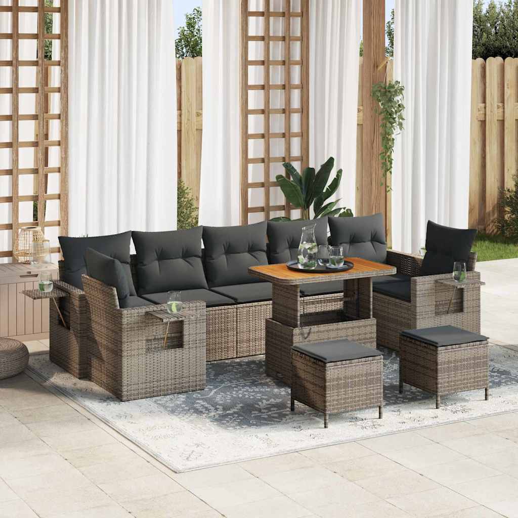 vidaXL Gartensofa-set mit Kissen Schwarz Poly-Rattan