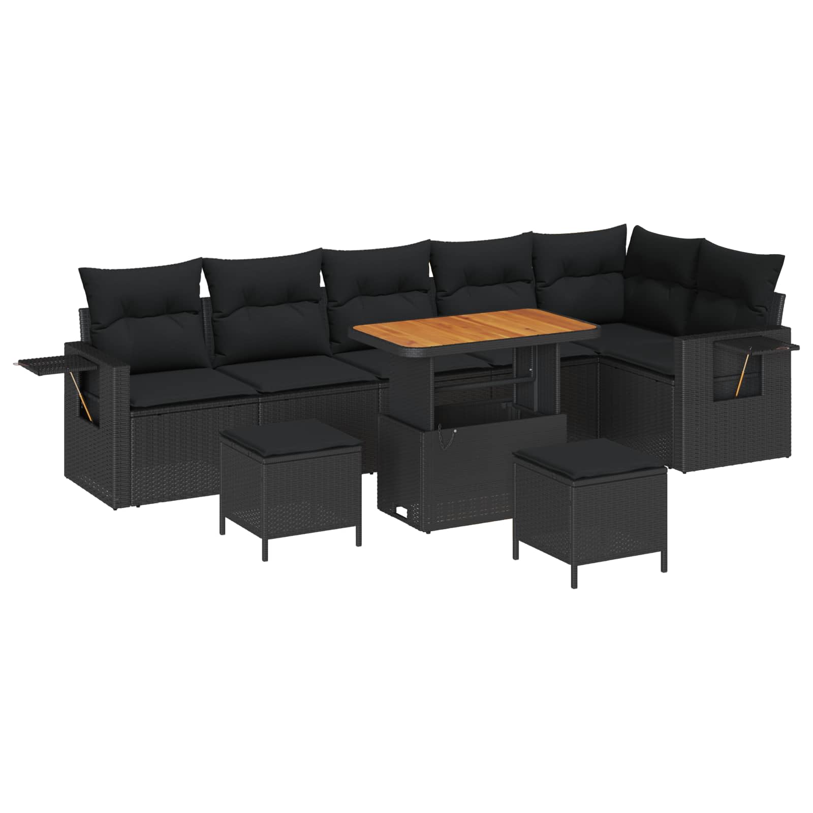 vidaXL Gartensofa-set mit Kissen 11 pcs Schwarz Poly-Rattan