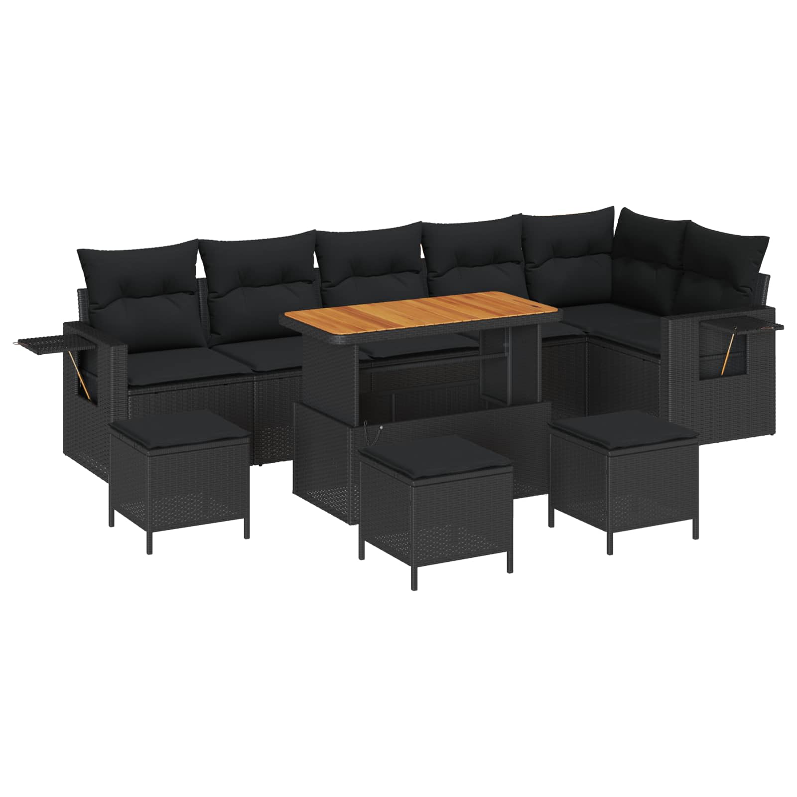 vidaXL Gartensofa-set mit Kissen 11 pcs Schwarz Poly-Rattan
