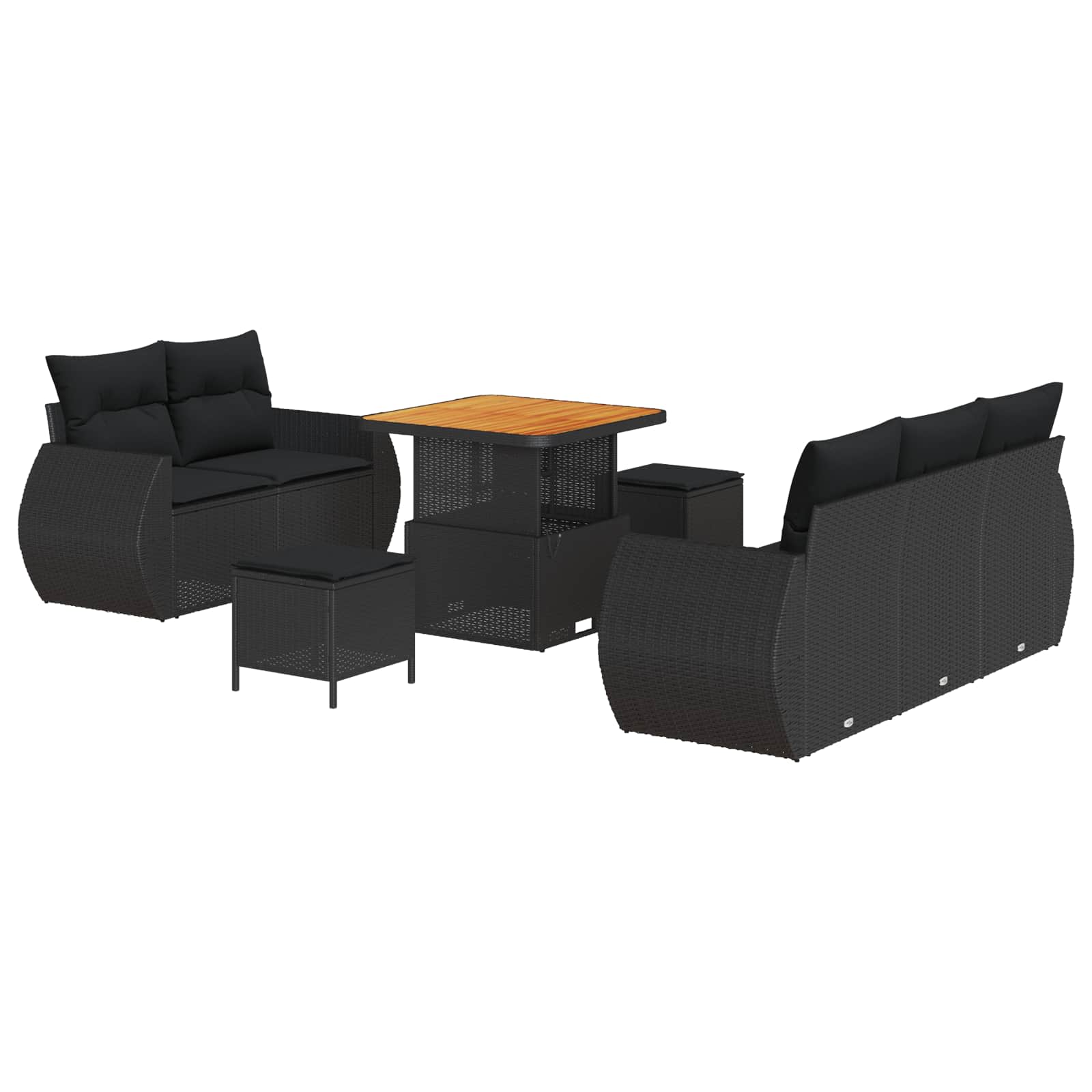 vidaXL Gartensofa-set mit Kissen mit Kissen 8 pcs Schwarz Poly-Rattan
