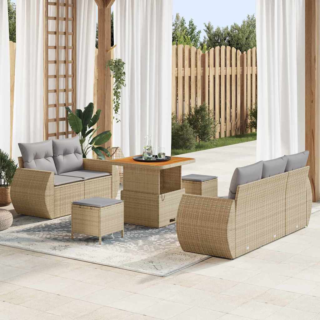 vidaXL Gartensofa-set mit Kissen mit Kissen 8 pcs Schwarz Poly-Rattan