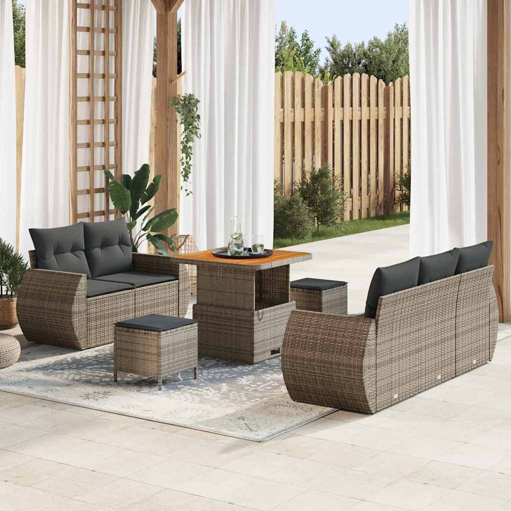 vidaXL Gartensofa-set mit Kissen mit Kissen 8 pcs Schwarz Poly-Rattan