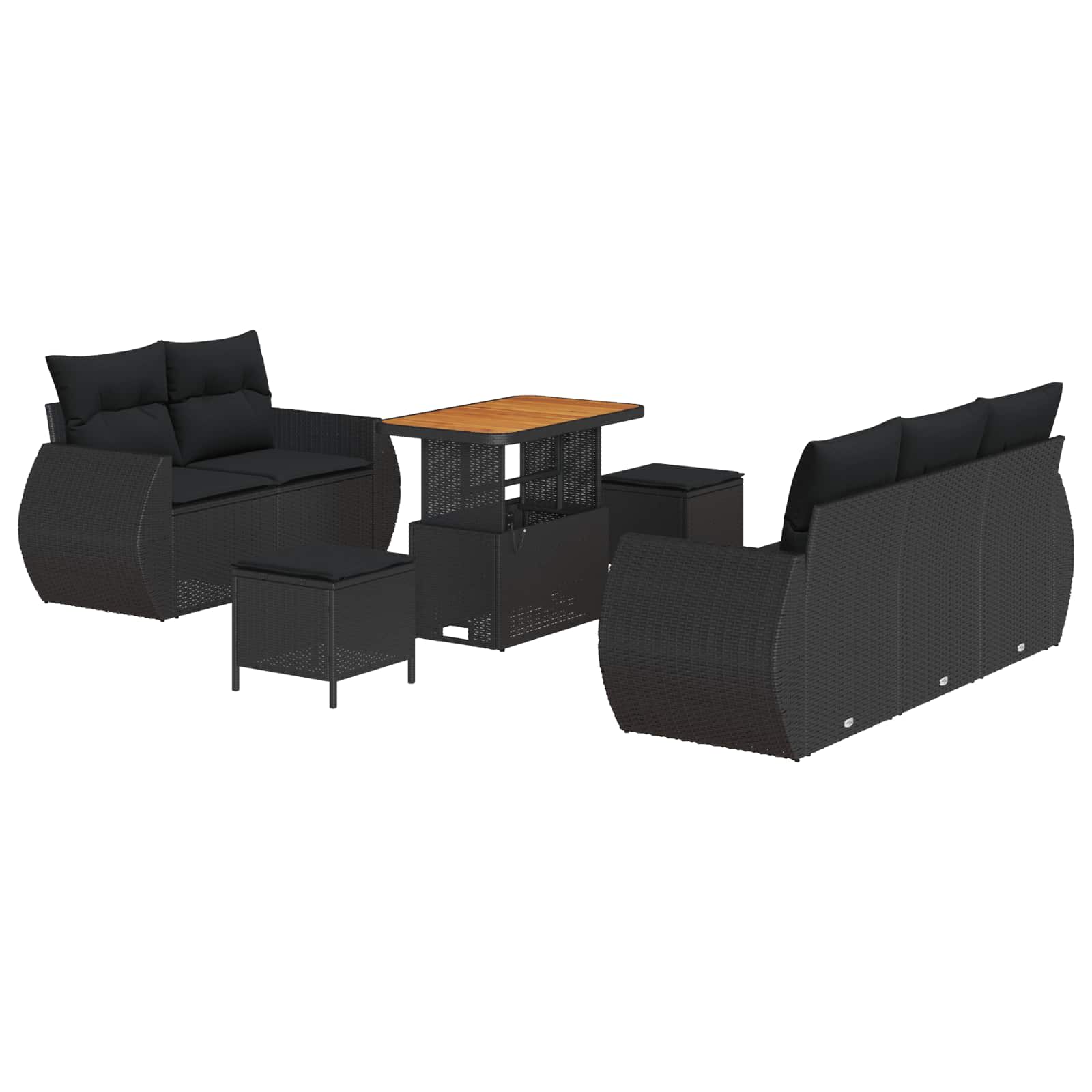 vidaXL Gartensofa-set mit Kissen mit Kissen 8 pcs Schwarz Poly-Rattan