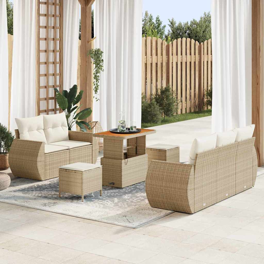 vidaXL Gartensofa-set mit Kissen mit Kissen 8 pcs Schwarz Poly-Rattan
