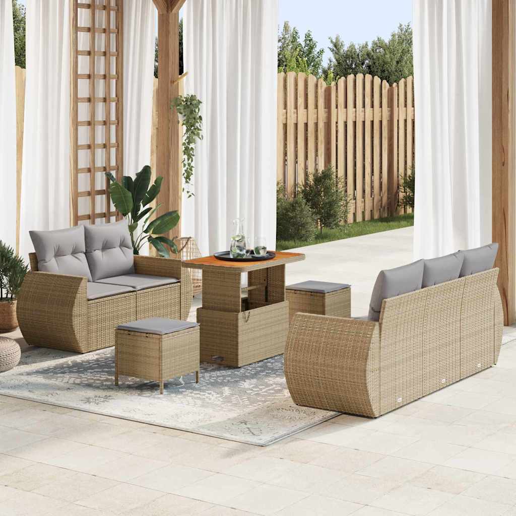 vidaXL Gartensofa-set mit Kissen mit Kissen 8 pcs Schwarz Poly-Rattan
