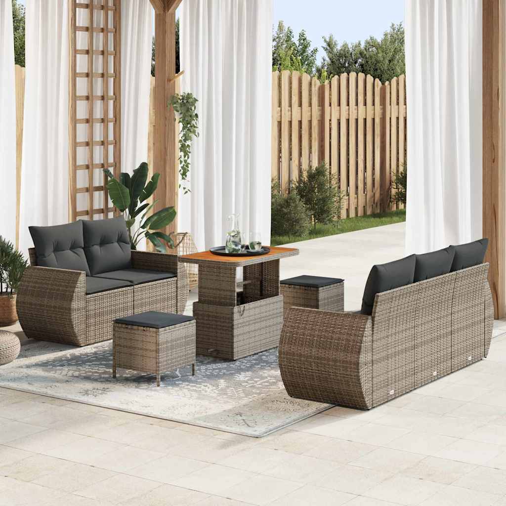 vidaXL Gartensofa-set mit Kissen mit Kissen 8 pcs Schwarz Poly-Rattan
