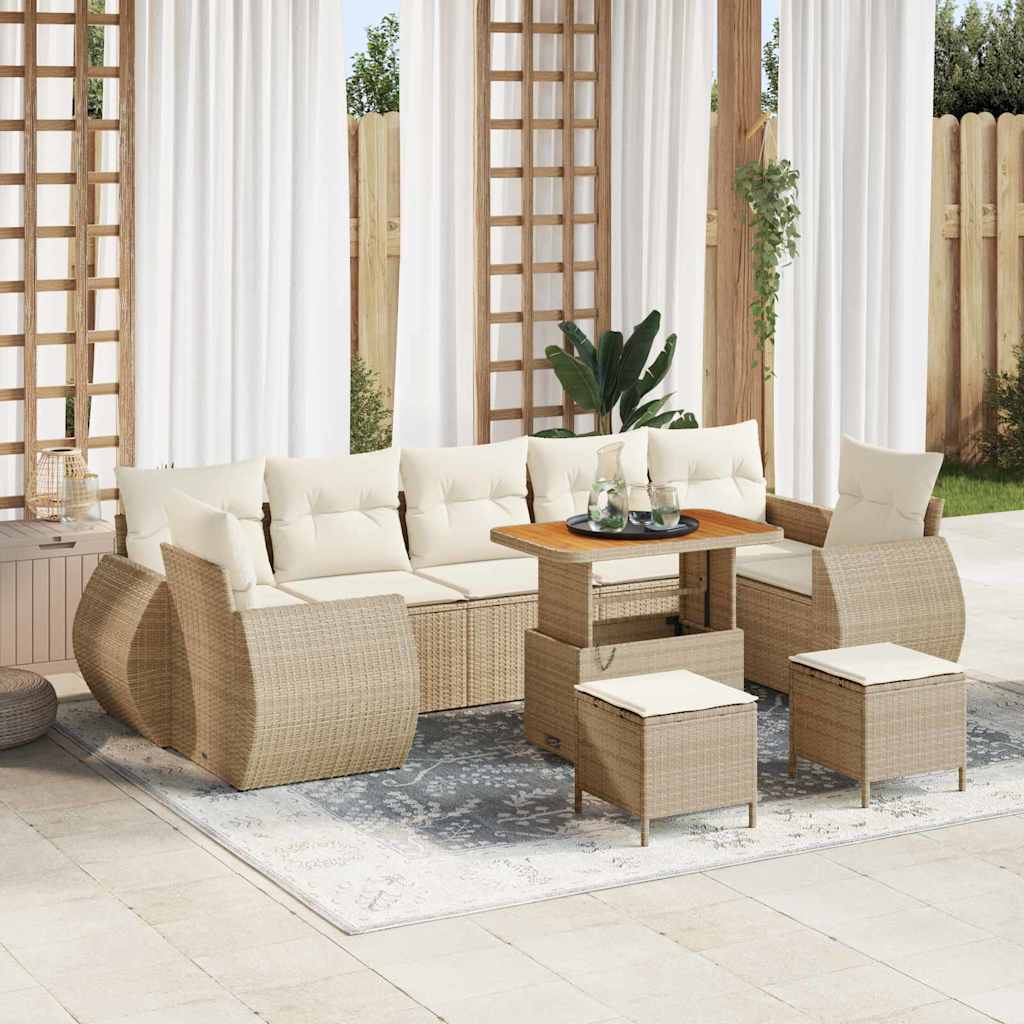 vidaXL Garten-Sofa-Set mit Kissen mit Speicher 10 pcs Schwarz