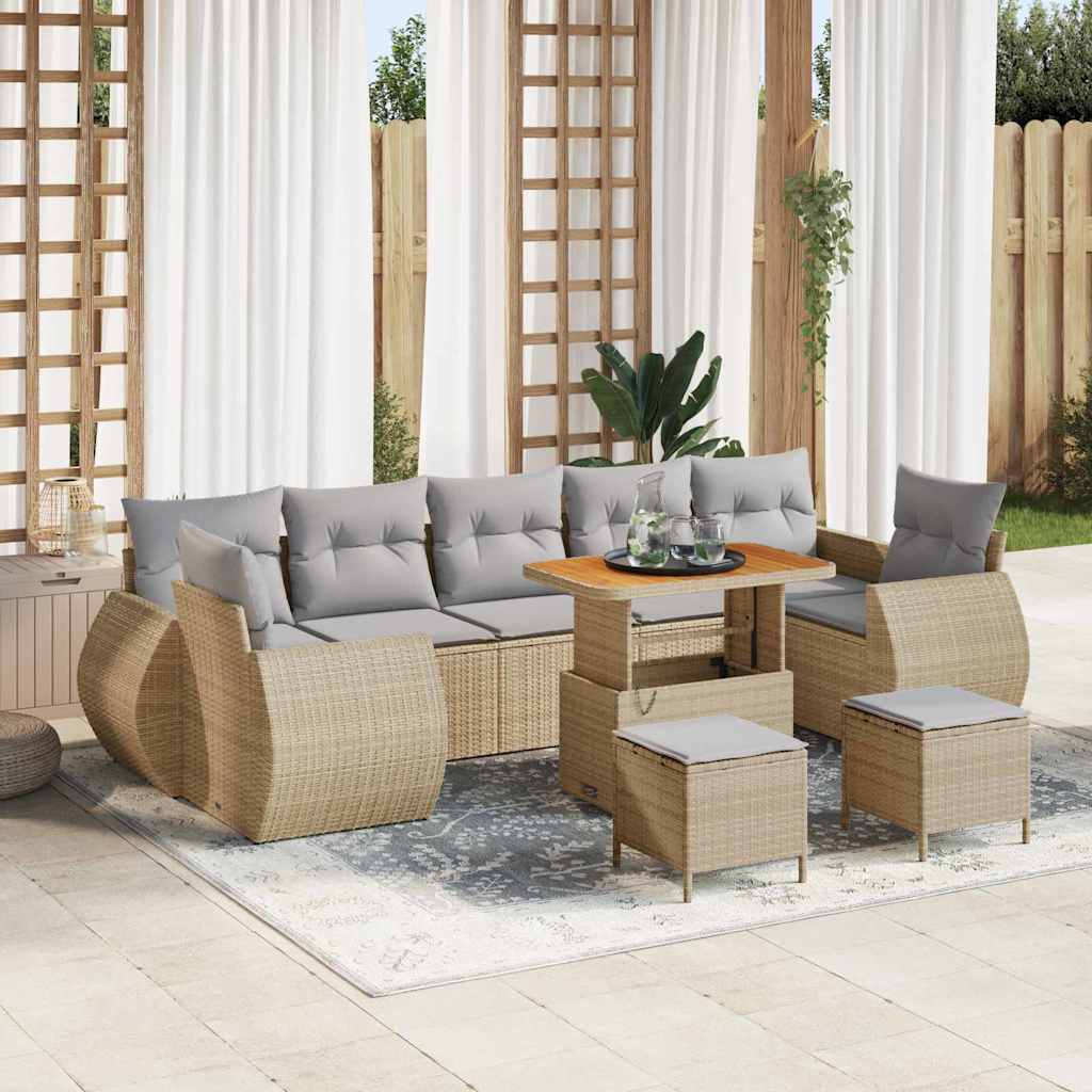 vidaXL Garten-Sofa-Set mit Kissen mit Speicher 10 pcs Schwarz