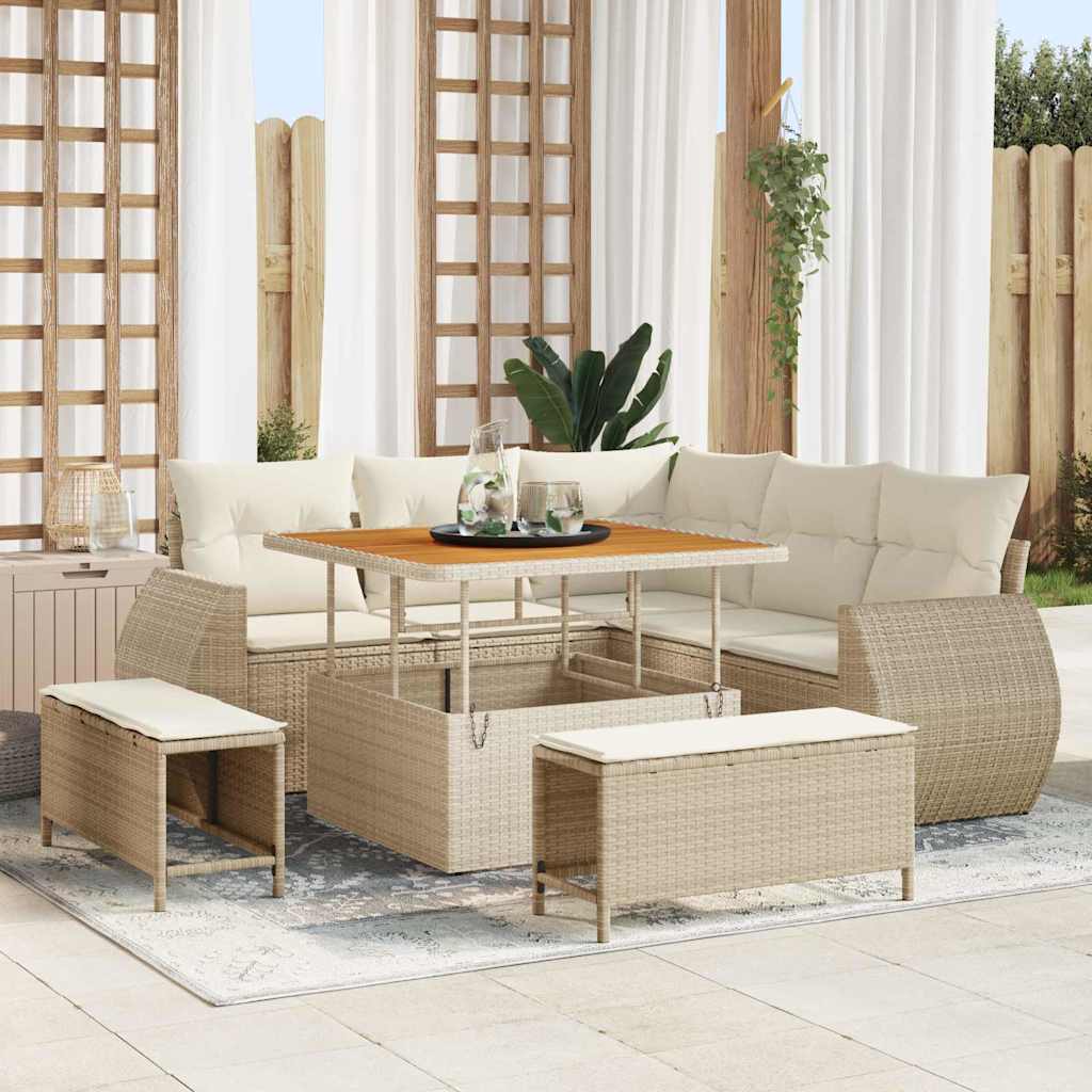 vidaXL Gartensofa-set mit Kissen mit Kissen 8 pcs Schwarz Poly-Rattan