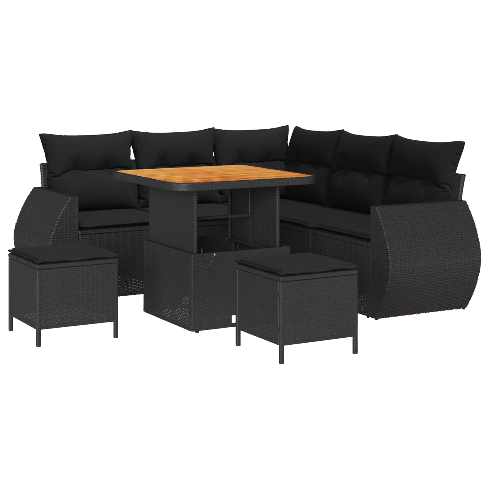 vidaXL Gartensofa-set mit Kissen mit Kissen 8 pcs Schwarz Poly-Rattan