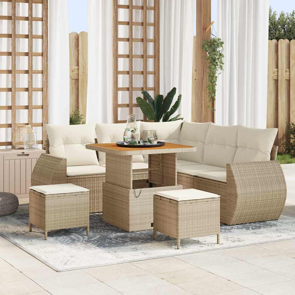vidaXL Gartensofa-set mit Kissen mit Kissen 8 pcs Schwarz Poly-Rattan