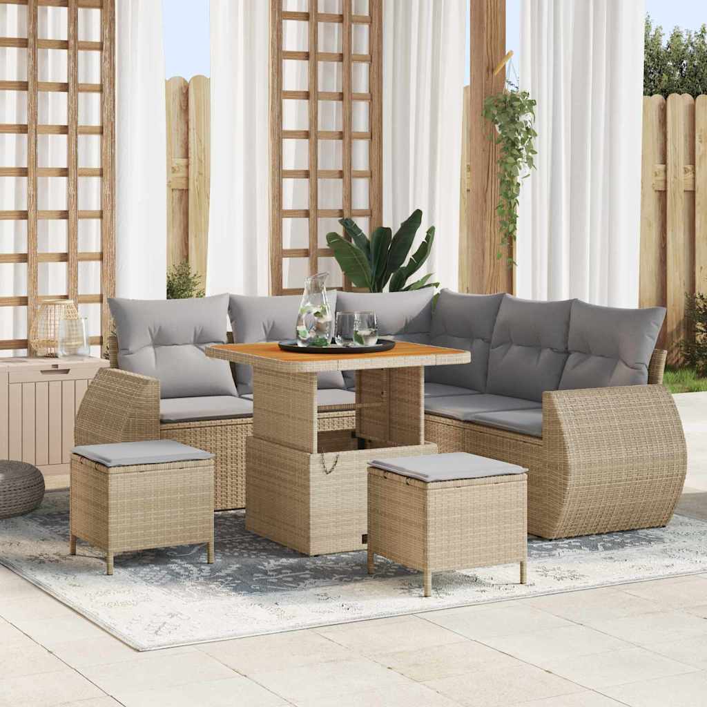vidaXL Gartensofa-set mit Kissen mit Kissen 8 pcs Schwarz Poly-Rattan