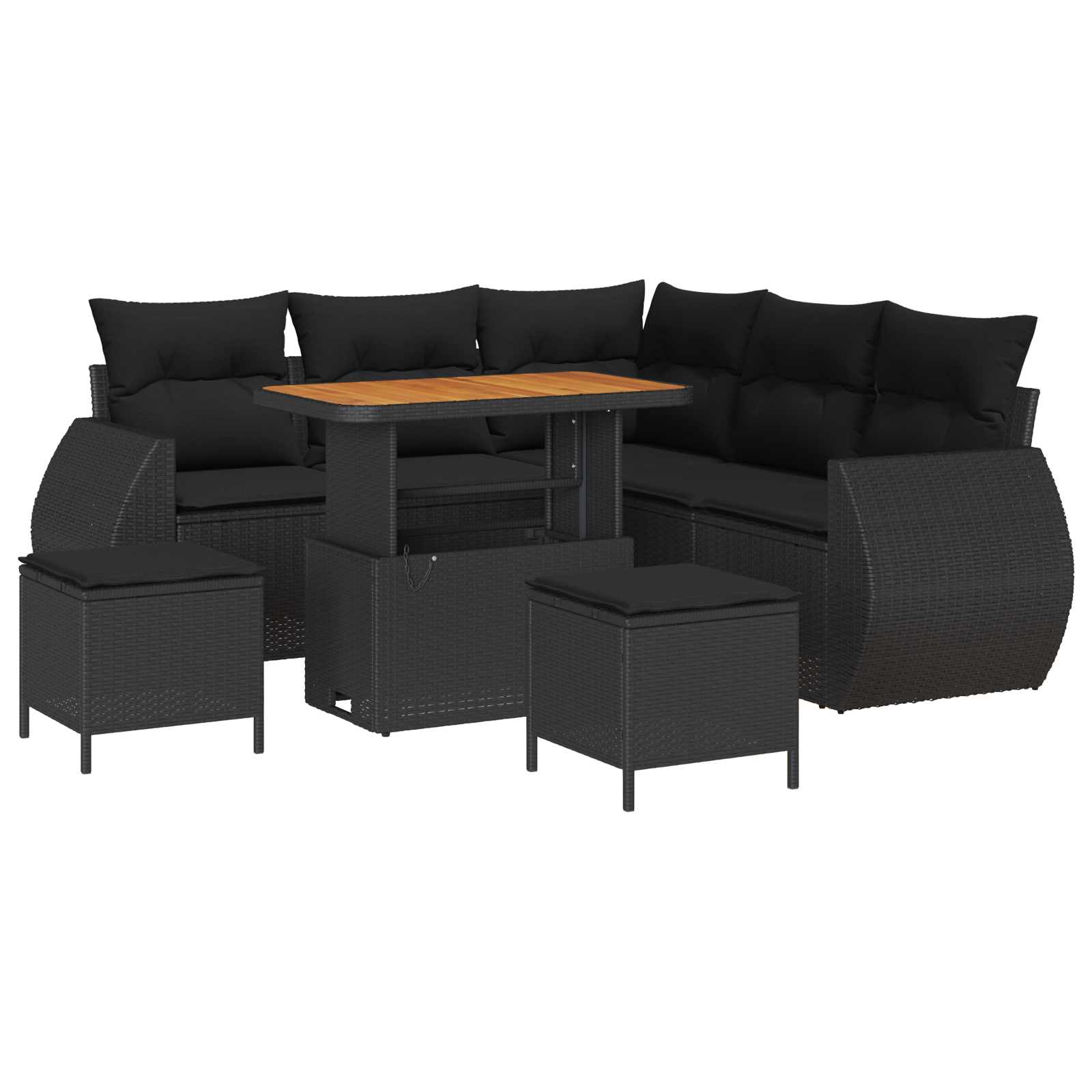 vidaXL Gartensofa-set mit Kissen mit Kissen 8 pcs Schwarz Poly-Rattan