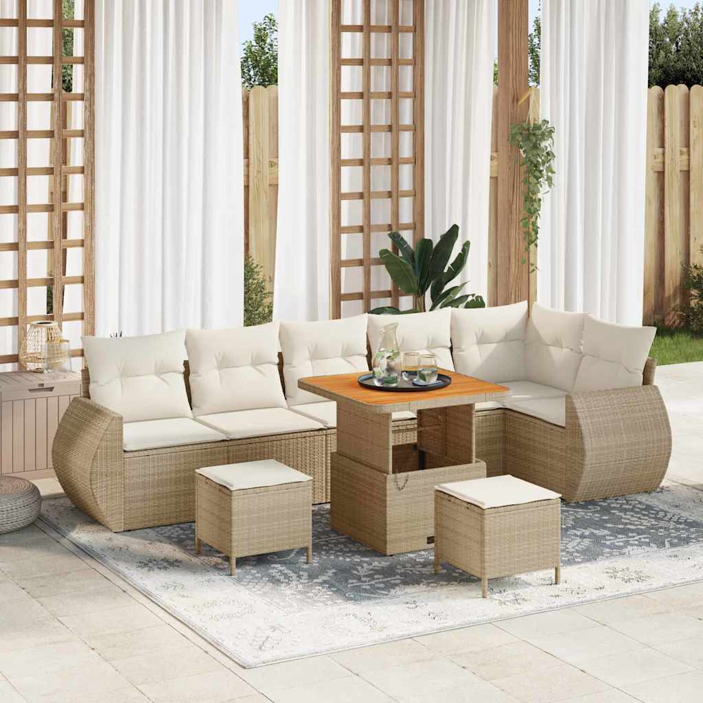 vidaXL Gartensofa-set mit Kissen mit Kissen 9 pcs Schwarz Poly Rattan