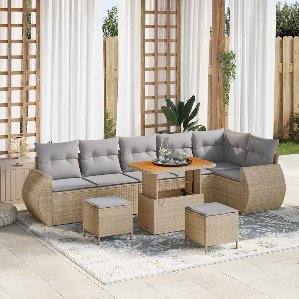 vidaXL Gartensofa-set mit Kissen mit Kissen 9 pcs Schwarz Poly Rattan
