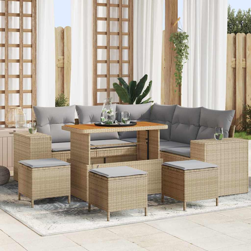 vidaXL Garten-Sofa-Set mit Kissen mit Speicher 8 pcs Schwarz