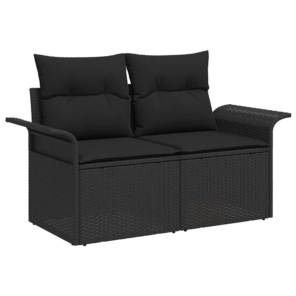 vidaXL Garten-Sofa-Set mit Kissen mit Speicher 9 pcs Schwarz