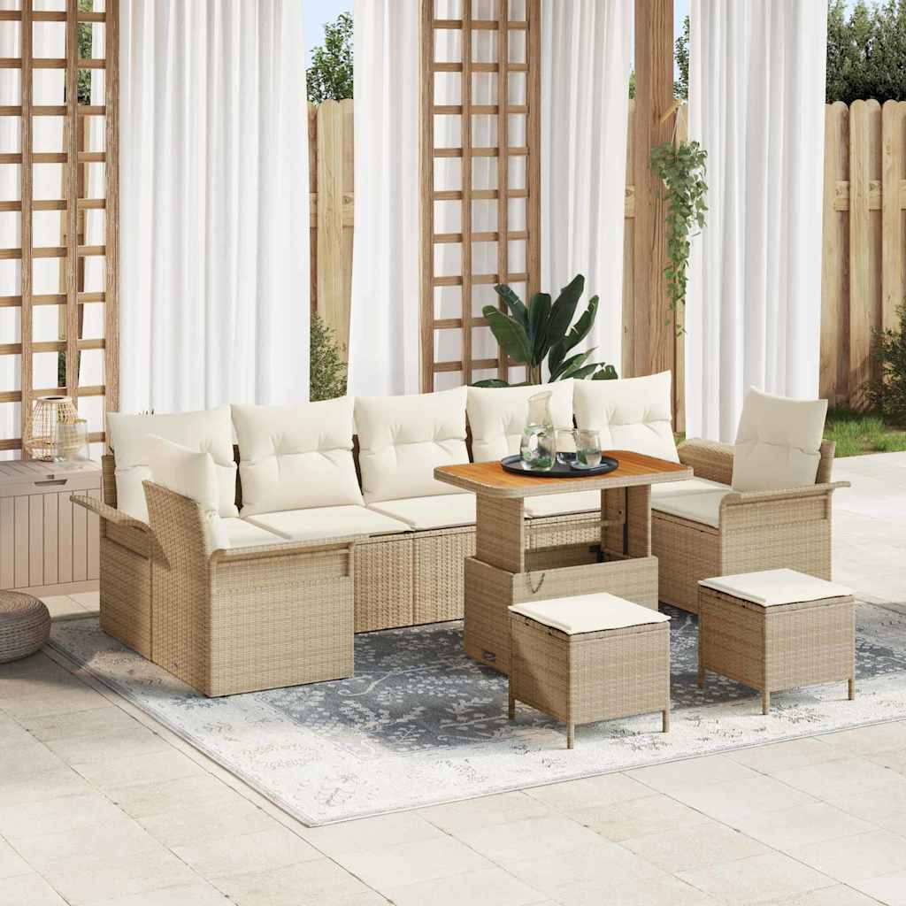 vidaXL Garten-Sofa-Set mit Kissen mit Speicher 10 pcs Schwarz
