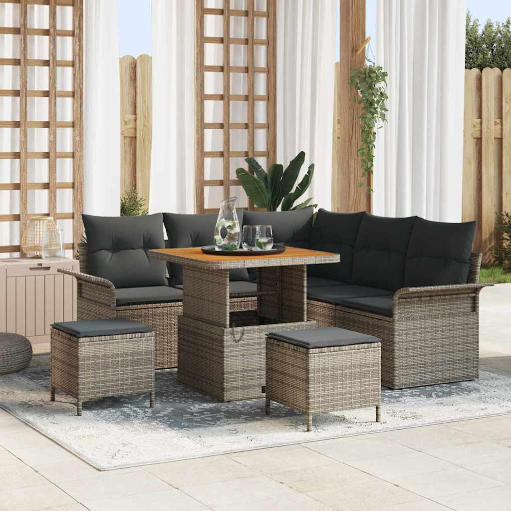 vidaXL Garten-Sofa-Set mit Kissen mit Speicher 8 pcs Schwarz