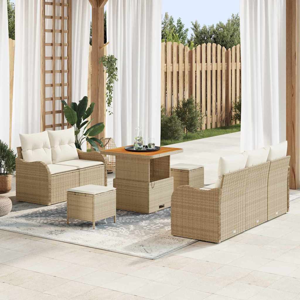 vidaXL Garten-Sofa-Set mit Kissen mit Speicher 8 pcs Schwarz