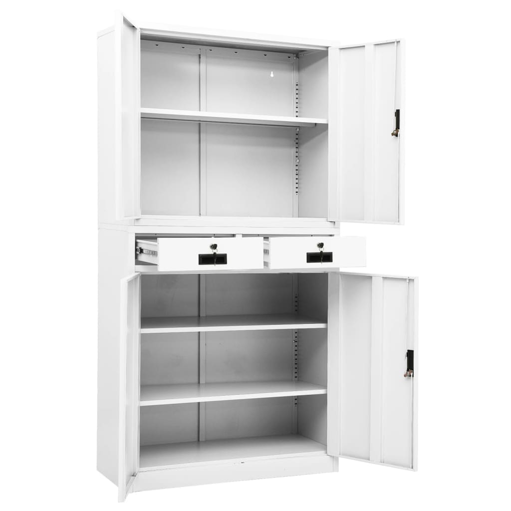 vidaXL Büroschrank Weiß 90x40x180 cm Stahl