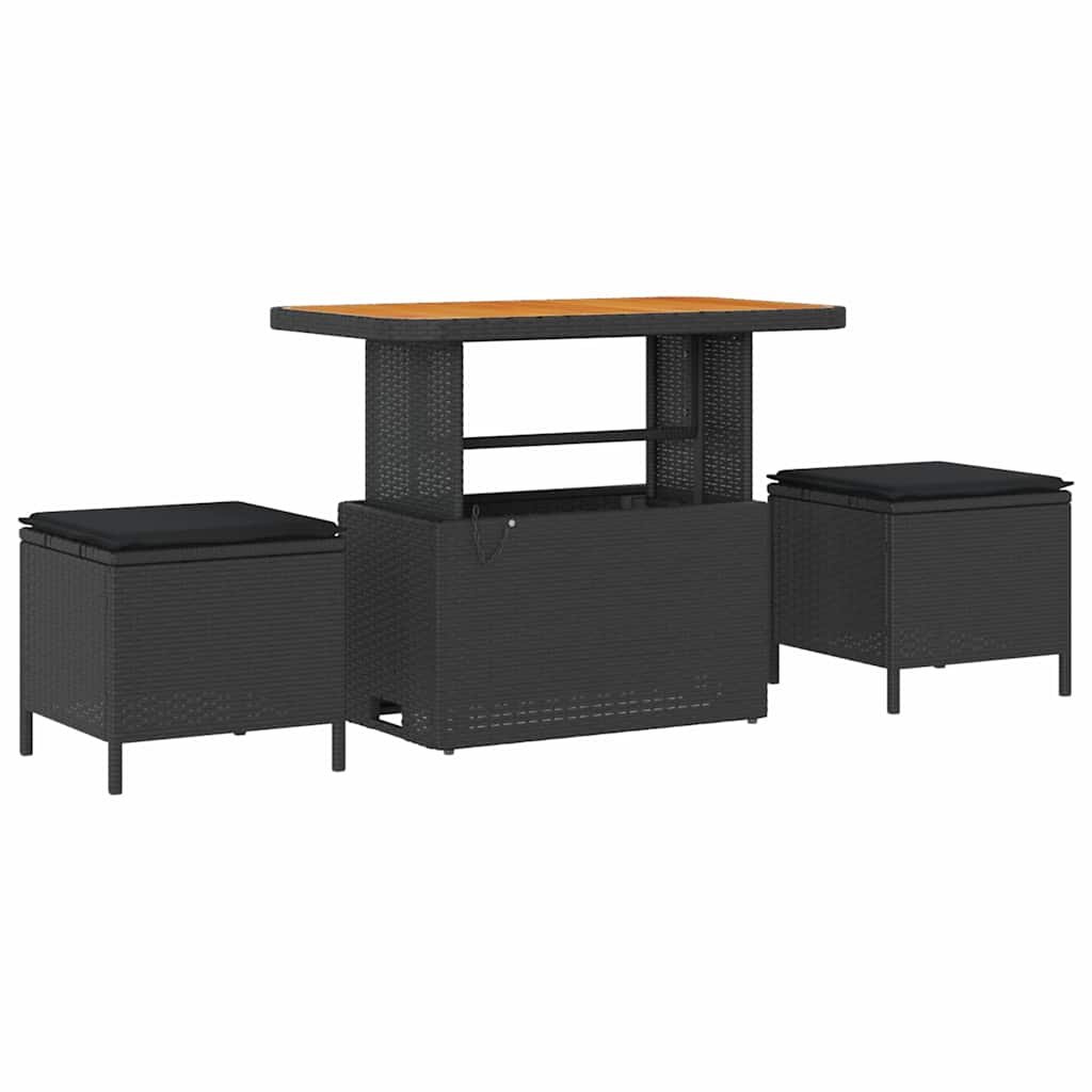 vidaXL Garten-Sofa-Set mit Kissen mit Speicher 10 pcs Schwarz