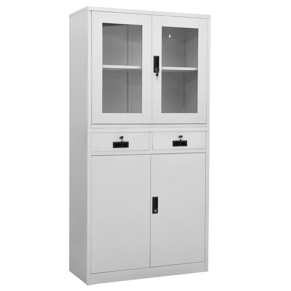 vidaXL Büroschrank Weiß 90x40x180 cm Stahl und Hartglas