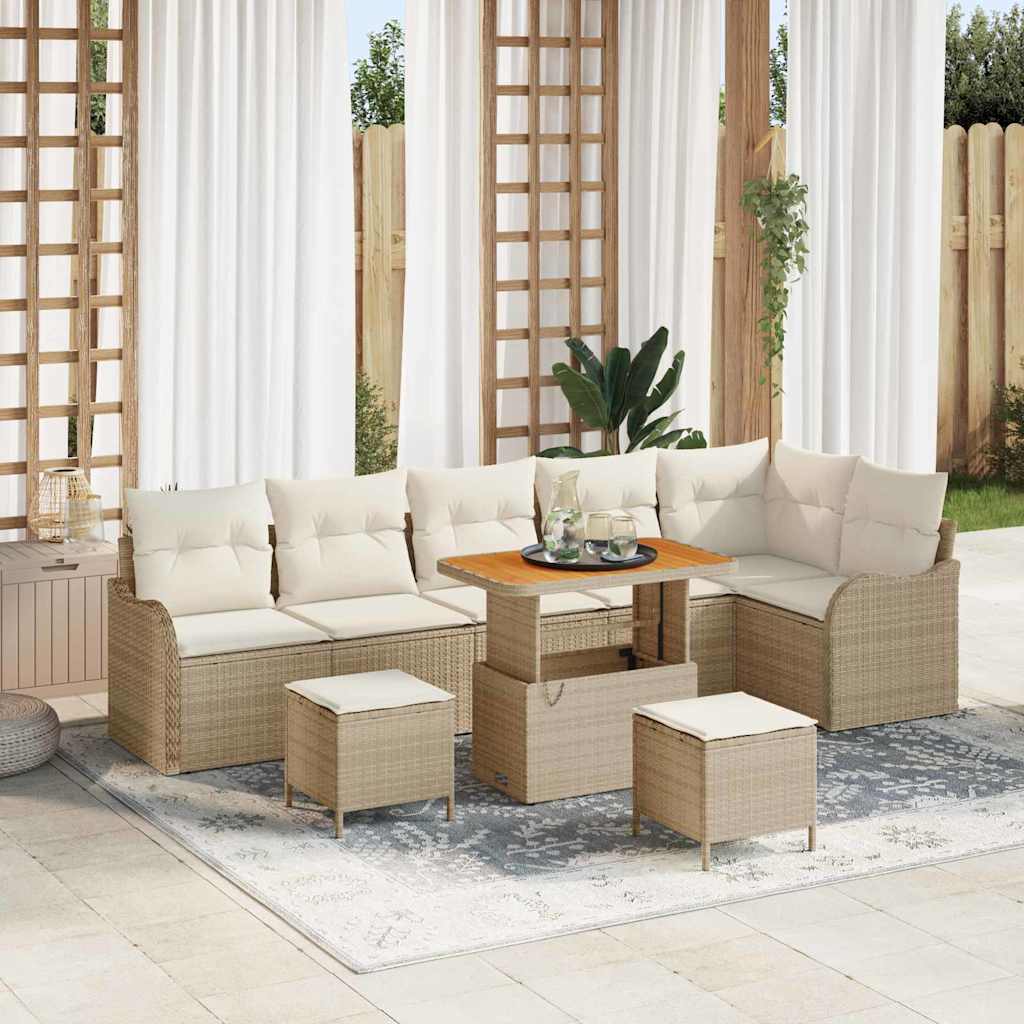 vidaXL Garten-Sofa-Set mit Kissen mit Speicher 9 pcs Schwarz