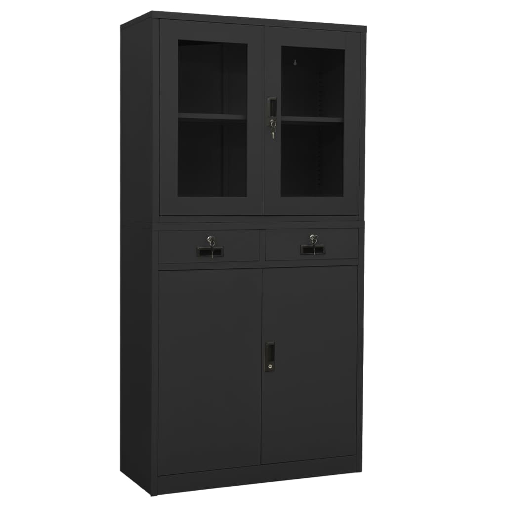 vidaXL Büroschrank Weiß 90x40x180 cm Stahl und Hartglas