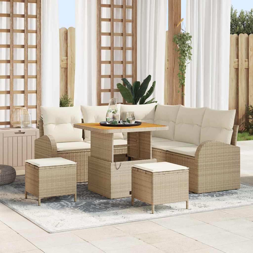 vidaXL Garten-Sofa-Set mit Kissen mit Speicher 8 pcs Schwarz