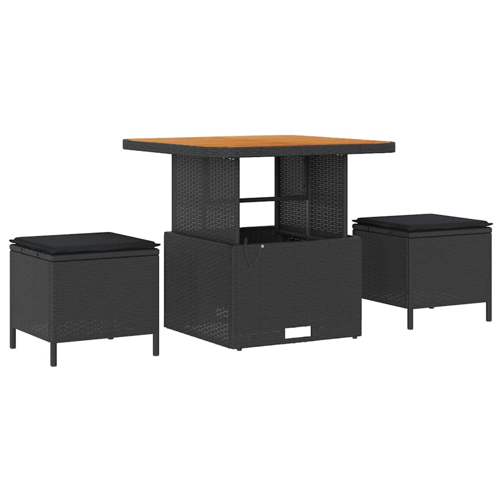 Garten-Sofa-Set mit Kissen mit Speicher Schwarz 80 x 80 x 71 cm