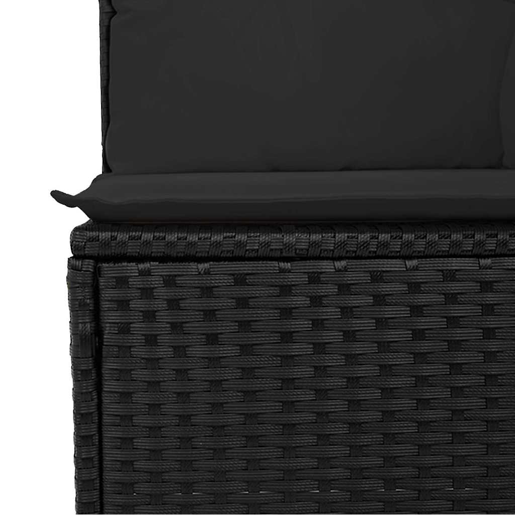 Garten-Sofa-Set mit Kissen mit Speicher Schwarz 80 x 80 x 71 cm
