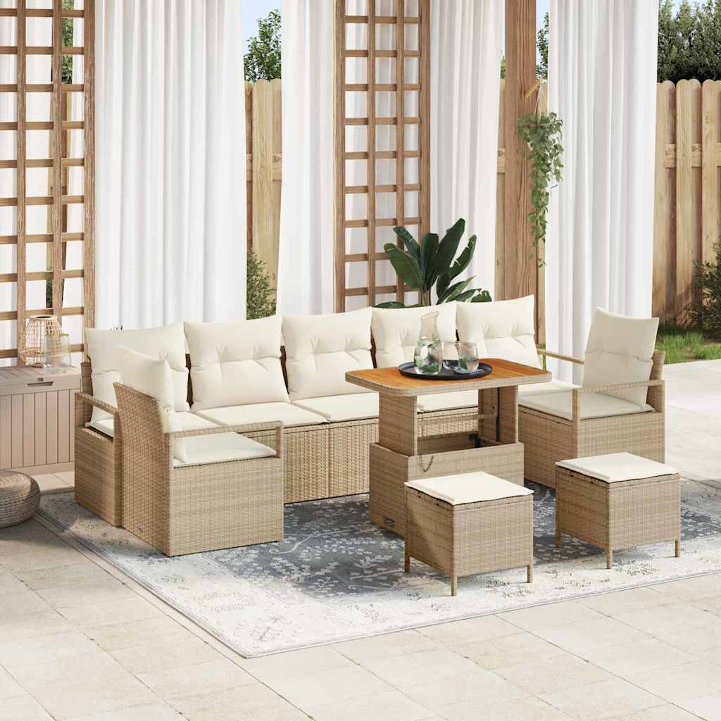 vidaXL Garten-Sofa-Set mit Kissen mit Speicher 10 pcs Schwarz