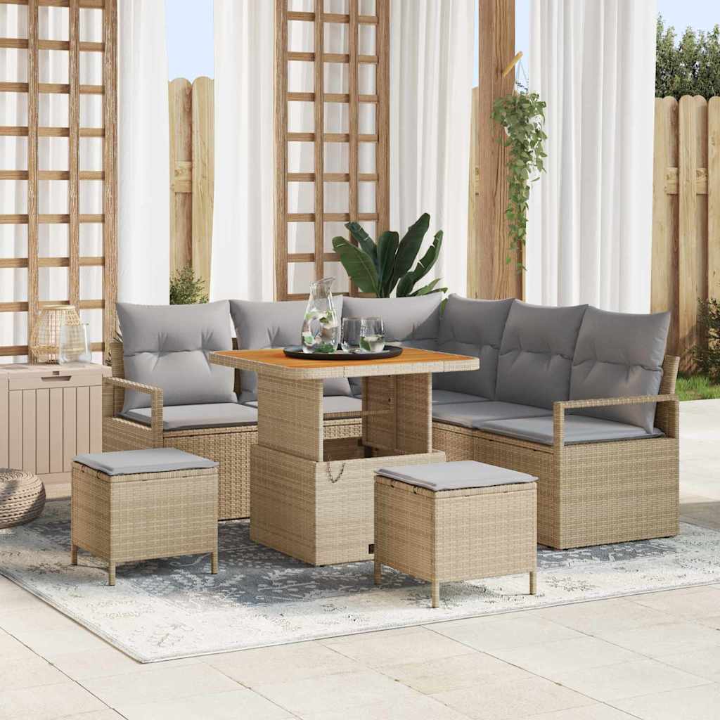 vidaXL Garten-Sofa-Set mit Kissen mit Speicher 8 pcs Schwarz