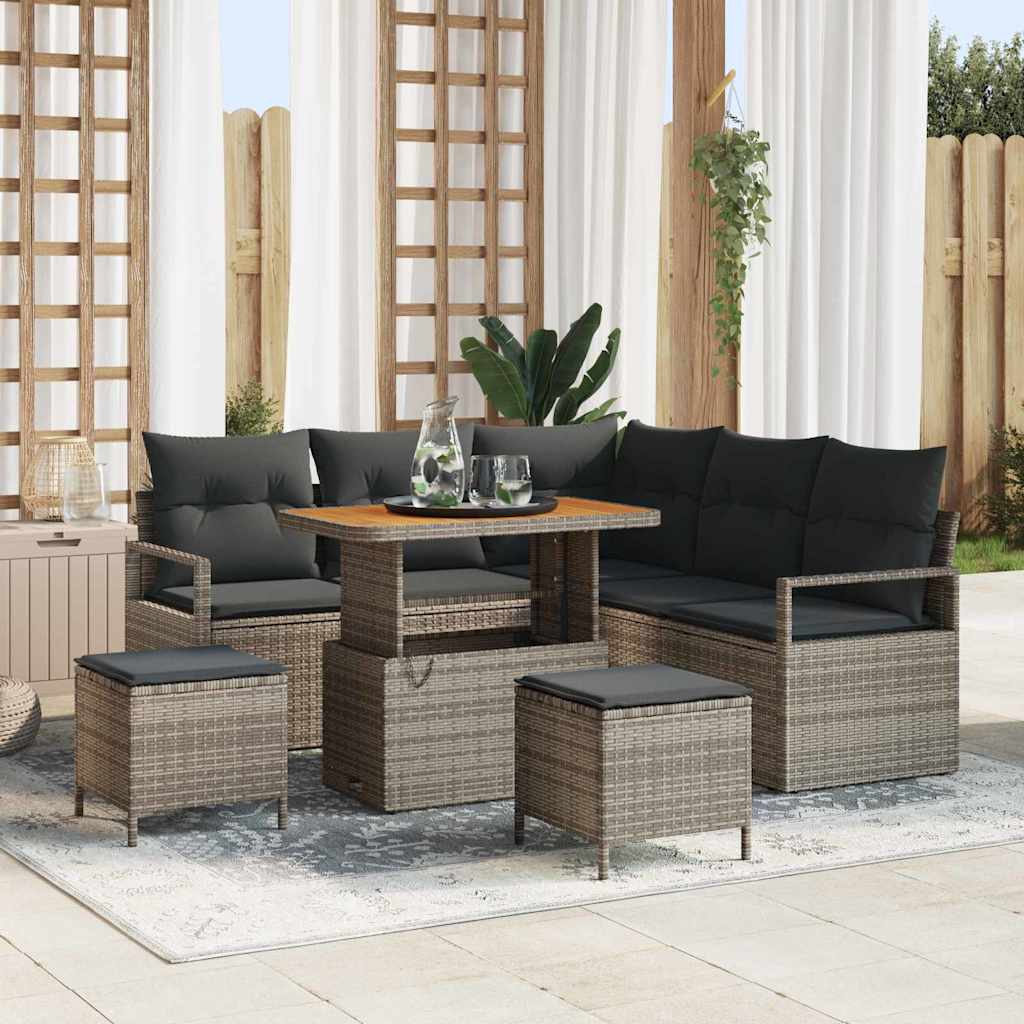 vidaXL Garten-Sofa-Set mit Kissen mit Speicher 8 pcs Schwarz