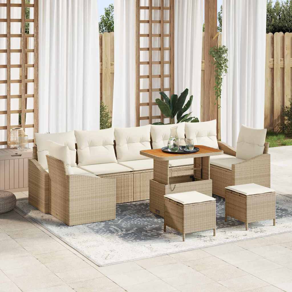vidaXL Gartensofa-set mit Kissen 10 pcs Schwarz Poly Rattan