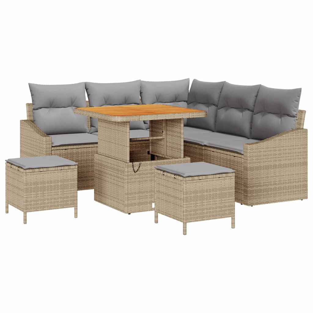 vidaXL Garten-Sofa-Set mit Kissen mit Speicher 8 pcs Schwarz
