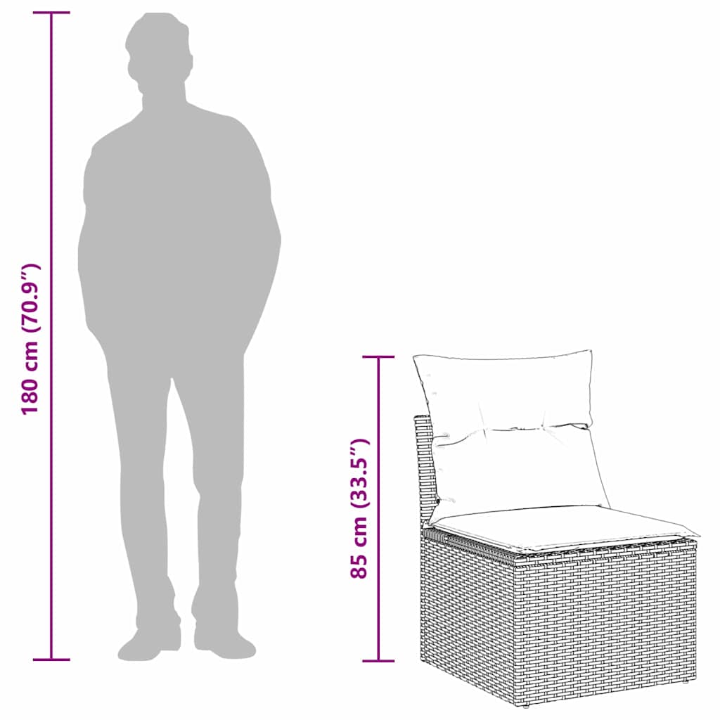 vidaXL Garten-Sofa-Set mit Kissen mit Speicher 9 pcs Schwarz