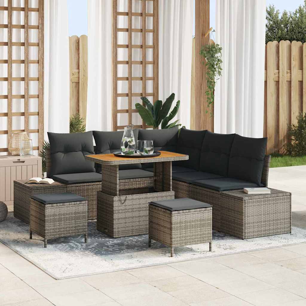 vidaXL Garten-Sofa-Set mit Speicher 8 pcs Schwarz Poly Rattan