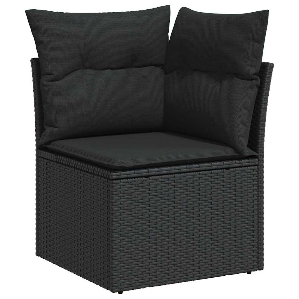 vidaXL Gartensofa-set mit Kissen 9 pcs Schwarz Poly Rattan