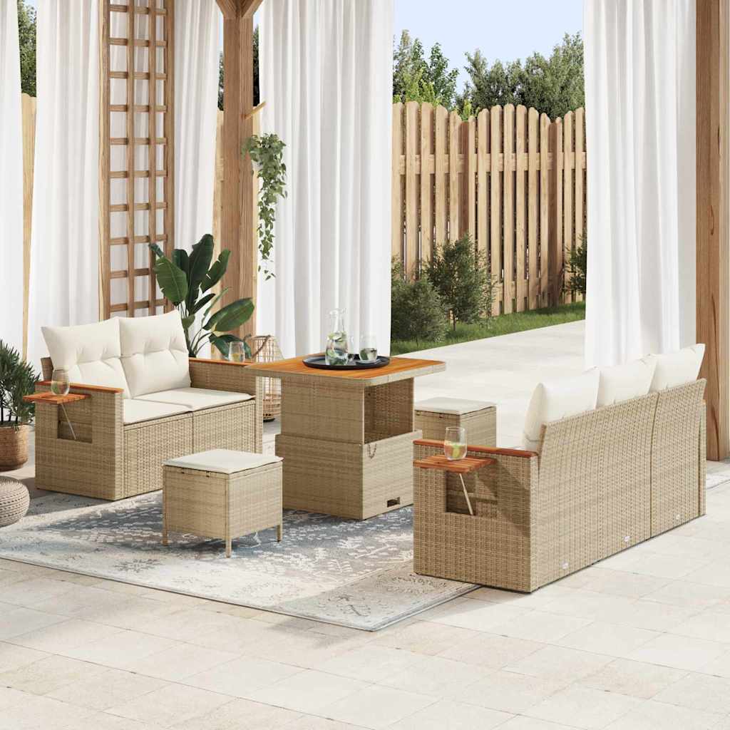 vidaXL Gartensofa-set mit Kissen 10 pcs Schwarz Poly-Rattan