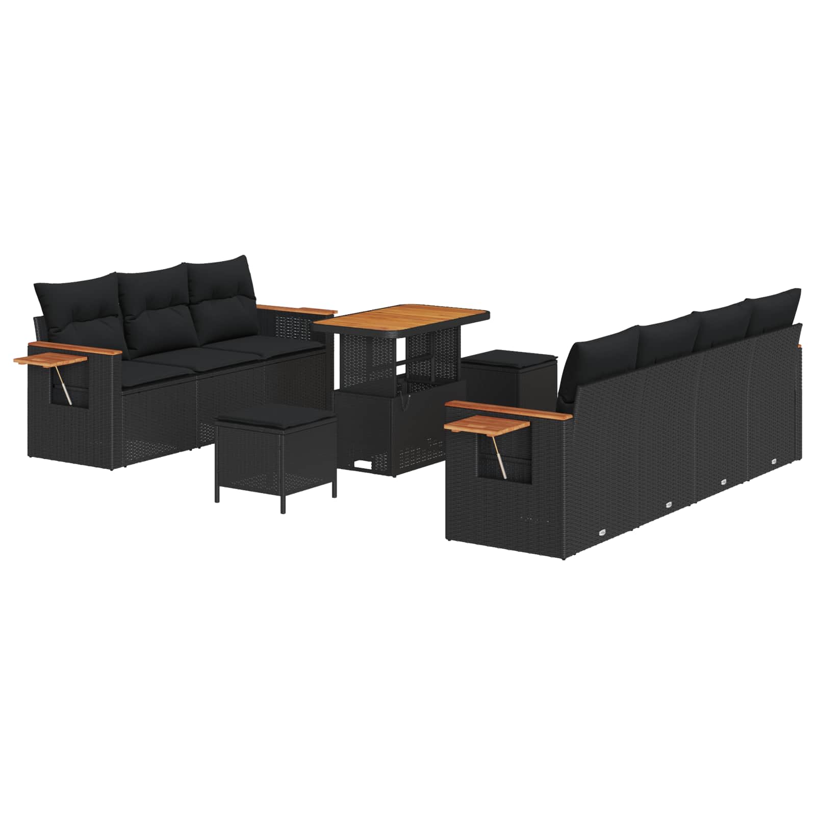 vidaXL Gartensofa-set mit Kissen 13 pcs Schwarz Poly-Rattan