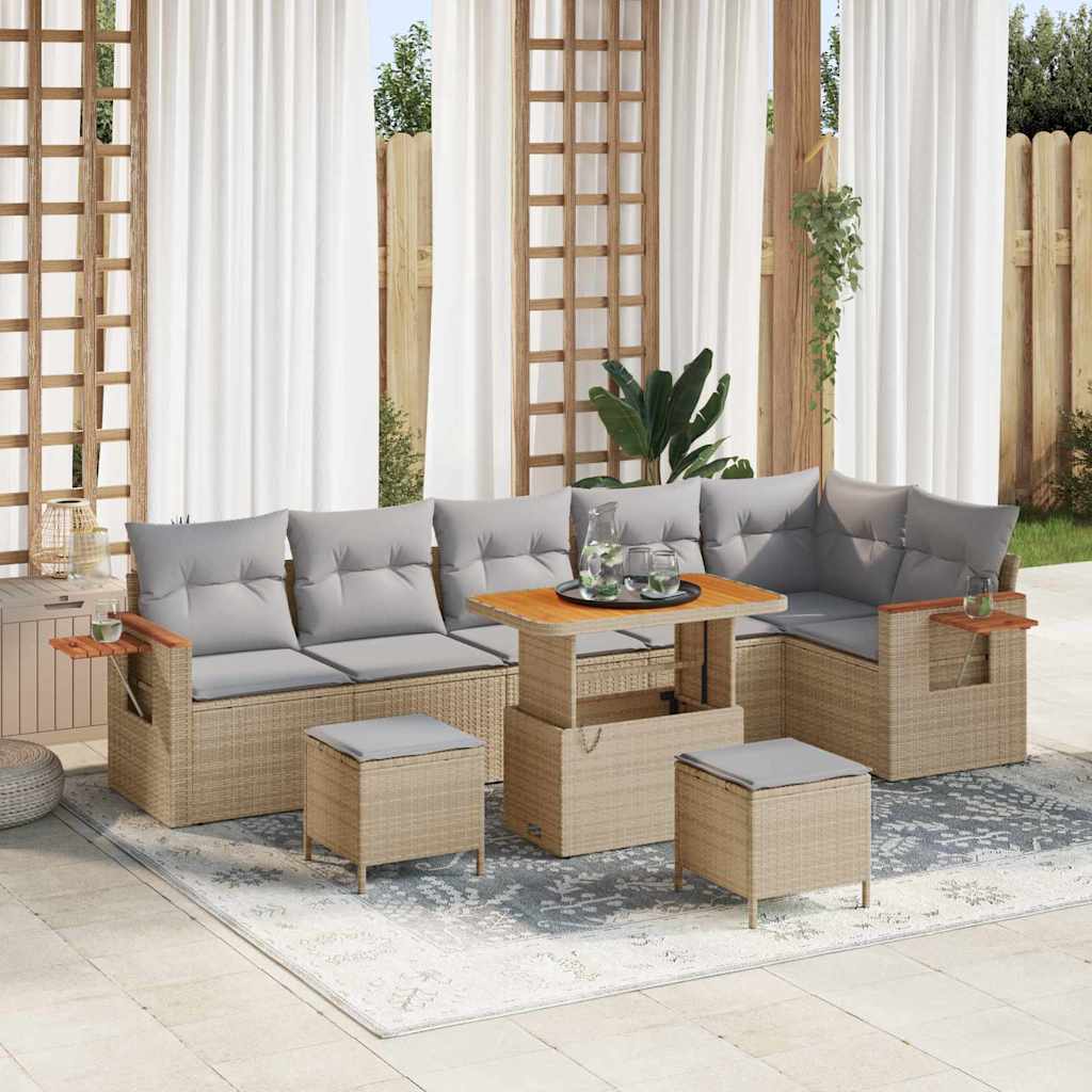 vidaXL Gartensofa-set mit Kissen 11 pcs Schwarz Poly-Rattan