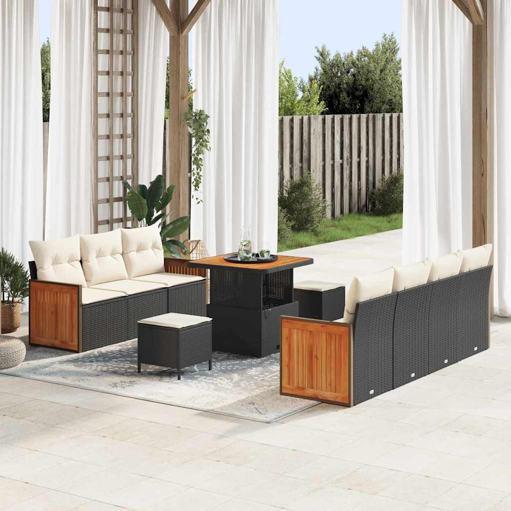 vidaXL Garten-Sofa-Set 10 pcs Schwarz und Braun Poly-Rattan