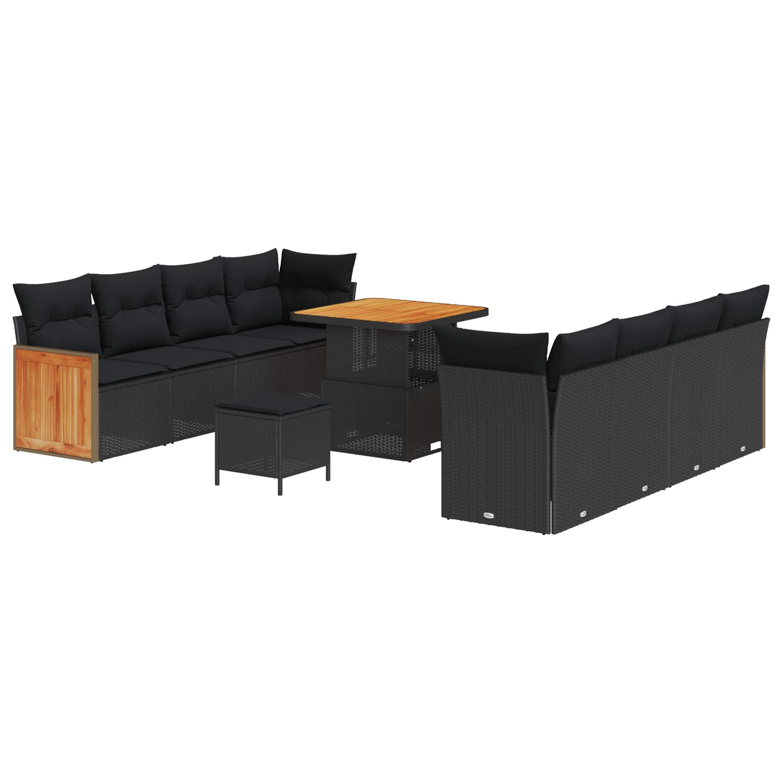 vidaXL Gartensofa-set mit Kissen 12 pcs Schwarz Poly-Rattan