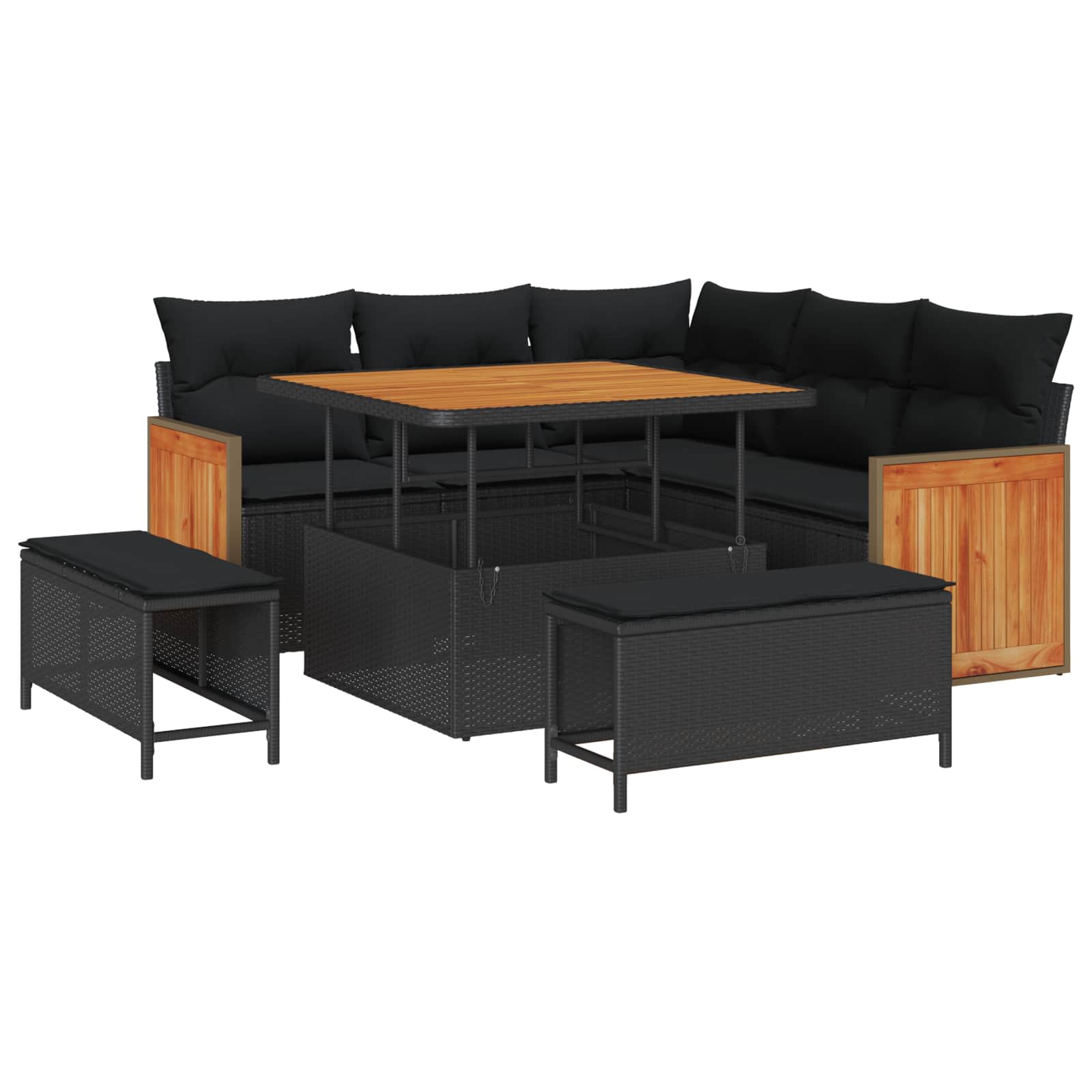 vidaXL Garten-Sofa-Set 8 pcs Schwarz und Braun Poly-Rattan