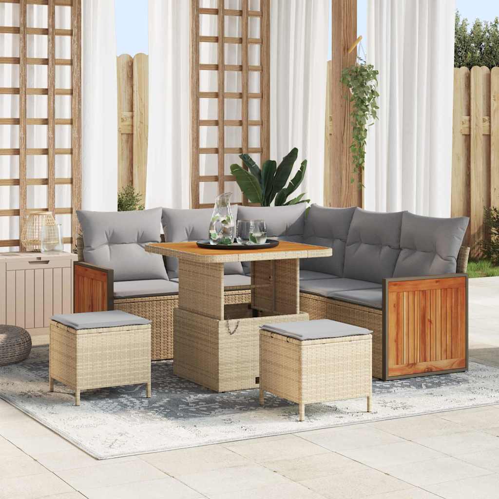 vidaXL Garten-Sofa-Set 8 pcs Schwarz und Braun Poly-Rattan