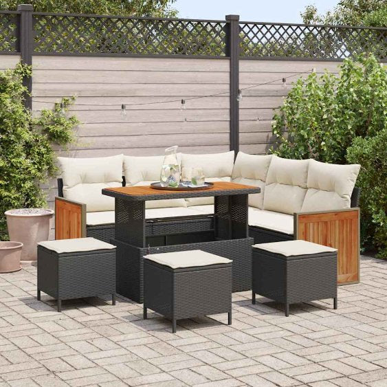 vidaXL Garten-Sofa-Set 8 pcs Schwarz und Braun Poly-Rattan