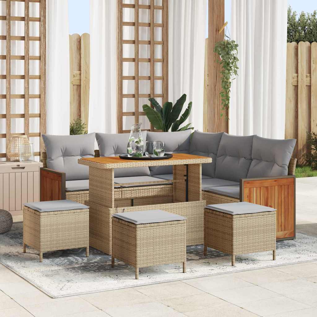vidaXL Garten-Sofa-Set 8 pcs Schwarz und Braun Poly-Rattan
